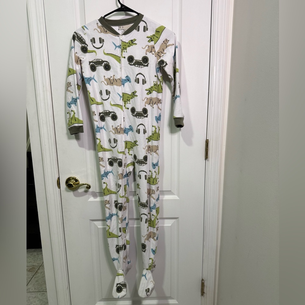 Carter's White and Green Footies One Piece